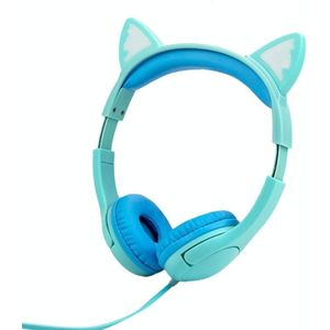 LX-K06 3.5mm Wired Children Learning Luminous Cat Ear Headset  Cable Length: 1.2m(Blue)