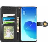 For OPPO Reno6 Pro + Solid Color Leather Buckle Phone Case with Lanyard &amp; Photo Frame &amp; Card Slot &amp; Wallet &amp; Stand Function(Black)