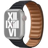 For Apple Watch Series 7 45mm / 6 &amp; SE &amp; 5 &amp; 4 44mm / 3 &amp; 2 &amp; 1 42mm Leather Replacement Strap Watchband (Midnight)