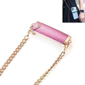 1.2M legering PU mobiele telefoon terug clip ketting voor telefoon breedte 66mm-89mm (roze + goud)