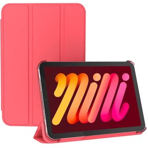 Dubbelzijdige matte doorschijnend pc-tablet lederen tas met 3-vouwen houder &amp; slaap / weks-functie voor iPad mini 6