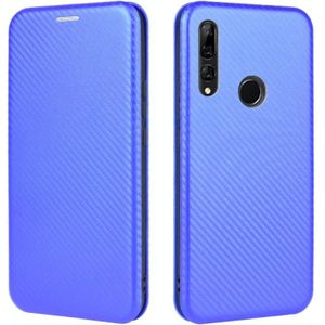 Voor Huawei P Smart Z / Y9 Prime (2019) Carbon Fiber Texture Magnetic Horizontal Flip TPU + PC + PU Leather Case met kaartsleuf(blauw)