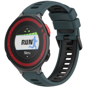 Voor Garmin Forerunner 220 tweekleurige siliconen horlogeband (olijfgroen + zwart)