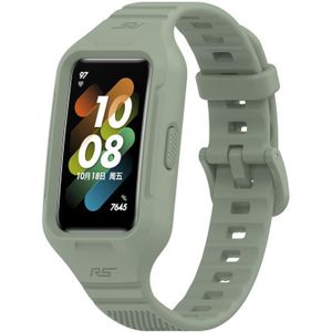 Voor Honor Band 6 Solid Color Silicone Integrated Watch Band (Light Green)