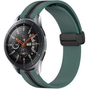 Voor Samsung Galaxy Watch 46mm 22mm Opvouwbare magnetische sluiting siliconen horlogeband (olijfgroen + zwart)