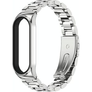 For Xiaomi Mi Band 6 / 5 / 4 / 3 Mijobs CS Metal Three Bead Stainless Steel Replacement Watchband(Silver)