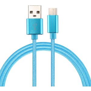 Brei structuur USB naar USB-C / Type-C Data Sync laad Kabel  Kabel Lengte: 2m  Voor Samsung Galaxy S8 &amp; S8 PLUS / LG G6 / Huawei P10 &amp; P10 Plus / Oneplus 5 / Xiaomi Mi6 &amp; Max 2 / en andere Smartphones(blauw)