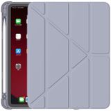 Multi-folding Surface PU Lederen Matte Anti-drop Beschermende TPU Case met Pen Slot voor iPad Air 2020 10.9 (Lavender Purple)