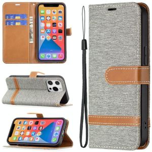 Kleur Matching Denim Textuur Horizontale Flip Leren Case met Houder &amp; Card Slots &amp; Wallet &amp; Lanyard voor iPhone 13 Pro Max