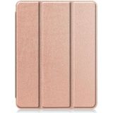 Pure kleur horizontale flip TPU + PU lederen behuizing met drie-opvouwbare houder / slaap / wake-up functie &amp; pen sleuf voor iPad Pro 11 (2021) (rose goud)