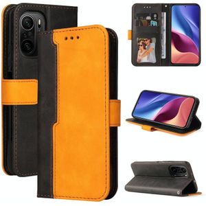 Voor Xiaomi Redmi K40 / K40 PRO / POCO F3 / MI 11I Zakelijk Stitching-Color Horizontale Flip PU Lederen Case met Houder &amp; Card Slots &amp; Fotolijst (Oranje)