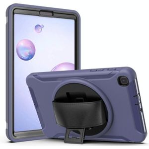 Voor Samsung Galaxy SM-T307 360 Graden Rotatie PC+TPU Beschermhoes met Holder &amp; Hand Strap &amp; Pen Slot(Blauw)