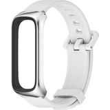 Voor Samsung Galaxy Fit 2 Mijobs Metal Case Silicone Watch Band (wit zilver)