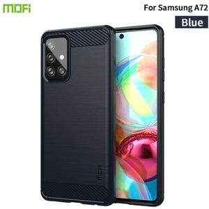 Voor Samsung Galaxy A72 5G /4G MOFI Gentleness Series Brushed Texture Carbon Fiber Soft TPU Case (Blauw)