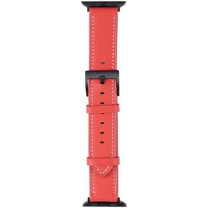 Leather Replacement Watchband For Apple Watch Series 7 41mm / 6&amp;SE&amp;5&amp;4 40mm / 3&amp;2&amp;1 38mm(Red)