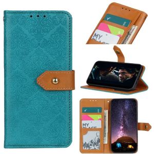 Voor Nokia 5.3 Europese bloemen reliëf koperen gesp horizontale flip pu lederen behuizing met houder &amp; kaart slots &amp; portemonnee &amp; foto frame (blauw)