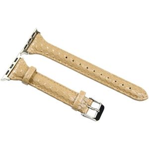 Snake Texture Small Taille Lederen Vervanging Strap Watchband voor Apple Watch Series 6 &amp; SE &amp; 5 &amp; 4 44mm / 3 &amp; 2 &amp; 1 42mm (Khaki)