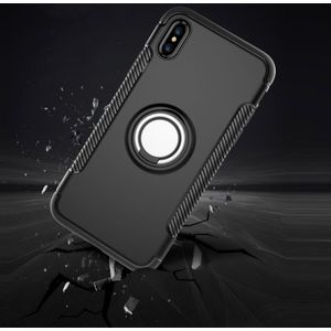 iPhone X Robuust pantser beschermend TPU + plastic back cover Hoesje met 360 graden draaiende magnetische houder (roze goudkleurig)