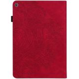 Voor Amazon Kindle Fire HD 8 2016/2017/2018/2019 Peacock Embossed Pattern TPU + PU Horizontal Flip Leather Case met Holder &amp; Card Slots &amp; Wallet (Red)