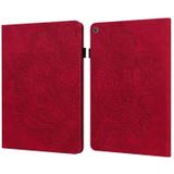 Voor Amazon Kindle Fire HD 8 2016/2017/2018/2019 Peacock Embossed Pattern TPU + PU Horizontal Flip Leather Case met Holder &amp; Card Slots &amp; Wallet (Red)