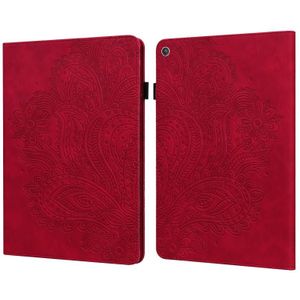 Voor Amazon Kindle Fire HD 8 2016/2017/2018/2019 Peacock Embossed Pattern TPU + PU Horizontal Flip Leather Case met Holder &amp; Card Slots &amp; Wallet (Red)