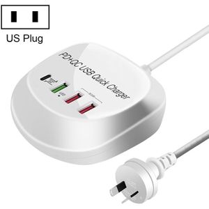 WLX-T3P 4 in 1 PD + QC Multifunctionele Smart Fast Charging USB-oplader (US Plug)