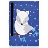 Voor Samsung Galaxy Tab S7 T870 Electric Pressed Left Right Flat Leather Case with Sleep Function Pen Cover &amp; Card Slot &amp; Holder(Arctic Fox)