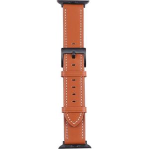 Leather Replacement Watchband For Apple Watch Series 7 41mm / 6&amp;SE&amp;5&amp;4 40mm / 3&amp;2&amp;1 38mm(Orange)