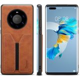 Voor Huawei Mate 40 Pro+ Denior DV Elastische Kaart PU Back Cover Telefoon Case (Bruin)