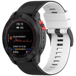 Voor Garmin Fenix 7X Tweekleurige siliconen horlogeband (zwart wit)