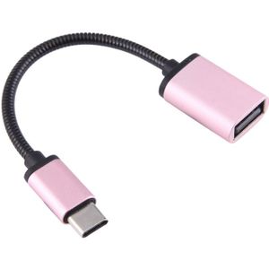 8 3 cm vrouwelijke USB naar USB-C / Type-C Male Metal Wire OTG Kabel laad Data Kabel  Voor Samsung Galaxy S8 &amp; S8 PLUS / LG G6 / Huawei P10 &amp; P10 Plus / Oneplus 5 / Xiaomi Mi6 &amp; Max 2 / en andere Smartphones (Rose Goud)