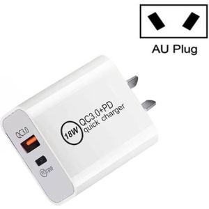 SDC-18W 18W PD + QC 3.0 USB Dual Fast Charging Universal Travel Charger  AU Plug