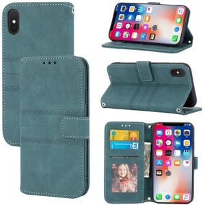 Reliëf gestreepte magnetische gesp PU + TPU horizontale flip lederen tas met houder &amp; kaart slot &amp; portemonnee en fotolijst &amp; slinger voor iPhone XS max