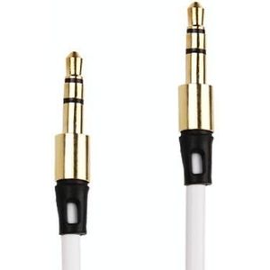 3.5mm goud Plating Jack Earphone kabel voor iPhone / iPad / iPod / MP3  lengte: 1m(White)