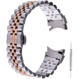 Voor Samsung Galaxy Watch4 40mm / 44mm vijf-bead roestvrijstalen vervangingsriem horlogeband (zilverroos goud)