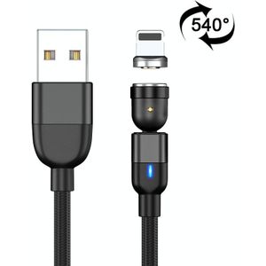 1m 3A Output USB naar 8 Pin 540 graden roterende magnetische datasynchronisatie oplaadkabel (Zwart)
