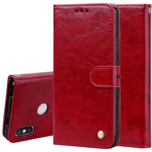 Business stijl olie Wax textuur horizontale Flip lederen case voor Xiaomi Redmi S2  met houder &amp; kaartsleuven &amp; portemonnee (rood)