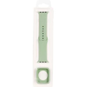 Silicone Replacement Strap Watchband + Watch Protective Case Set For Apple Watch Series 3 &amp; 2 &amp; 1 42mm(Mint Green)