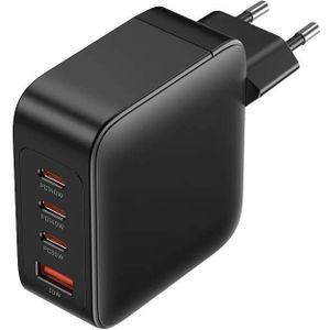 Wall charger, Vention, FEIB0-EU,  3xUSB-C, USB- A, 140W/140W/30W/18W, GaN (czarna)