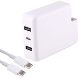 87W / 61W USB-C / Type-C lichtnetadapter Snelladen met 2 meter USB-C Type-C kabel en automatische identificatie  zonder stekker voor MacBook  iPhone  Galaxy  Huawei  Xiaomi  LG  HTC en andere Smartphones Wit