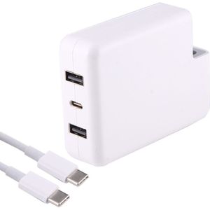 87W / 61W USB-C / Type-C lichtnetadapter Snelladen met 2 meter USB-C Type-C kabel en automatische identificatie  zonder stekker voor MacBook  iPhone  Galaxy  Huawei  Xiaomi  LG  HTC en andere Smartphones Wit