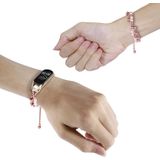 Voor Xiaomi Mi Band 7 Double Pearl Bead String metalen horlogeband (roségoud)