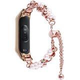 Voor Xiaomi Mi Band 7 Double Pearl Bead String metalen horlogeband (roségoud)