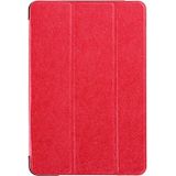 Zijde textuur horizontale Flip lederen draagtas met drie-vouwen houder voor iPad mini 4(Red)