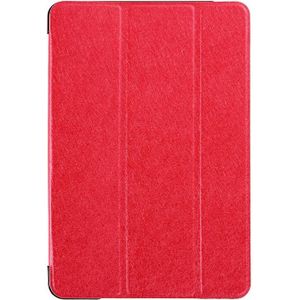 Zijde textuur horizontale Flip lederen draagtas met drie-vouwen houder voor iPad mini 4(Red)