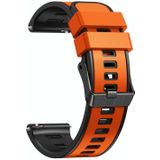 Voor Samsung Galaxy Watch 5 40 mm / 44 mm platbinding tweekleurige siliconen horlogeband (oranje zwart)