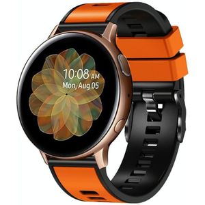 Voor Samsung Galaxy Watch 5 40 mm / 44 mm platbinding tweekleurige siliconen horlogeband (oranje zwart)