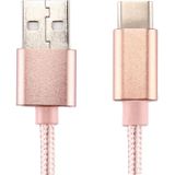 Brei structuur USB naar USB-C / Type-C Data Sync laad Kabel  Kabel Lengte: 2m  Voor Samsung Galaxy S8 &amp; S8 PLUS / LG G6 / Huawei P10 &amp; P10 Plus / Oneplus 5 / Xiaomi Mi6 &amp; Max 2 / en andere Smartphones (Rose Goud)