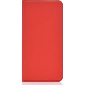 Elektrische geperst Plain textuur ultradunne magnetische zuig-TPU + PU lederen draagtas met houder &amp; kaartsleuf voor Galaxy A10 (rood)