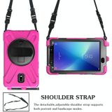 Voor Samsung Galaxy Tab Active 2 8.0 T390/T395/T397 Schokbestendige Kleurrijke Siliconen + PC Beschermhoes met Holder &amp; Hand Grip Strap &amp; Pen Slot (Rose Red)